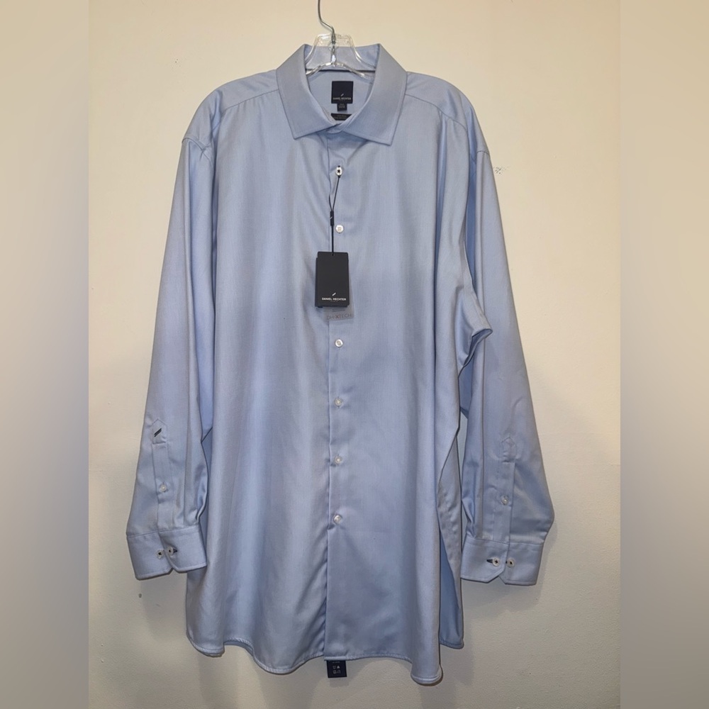 NWT - Daniel Hechter Modern Fit Non-Iron Twill Dress Shirt Blue Size 19